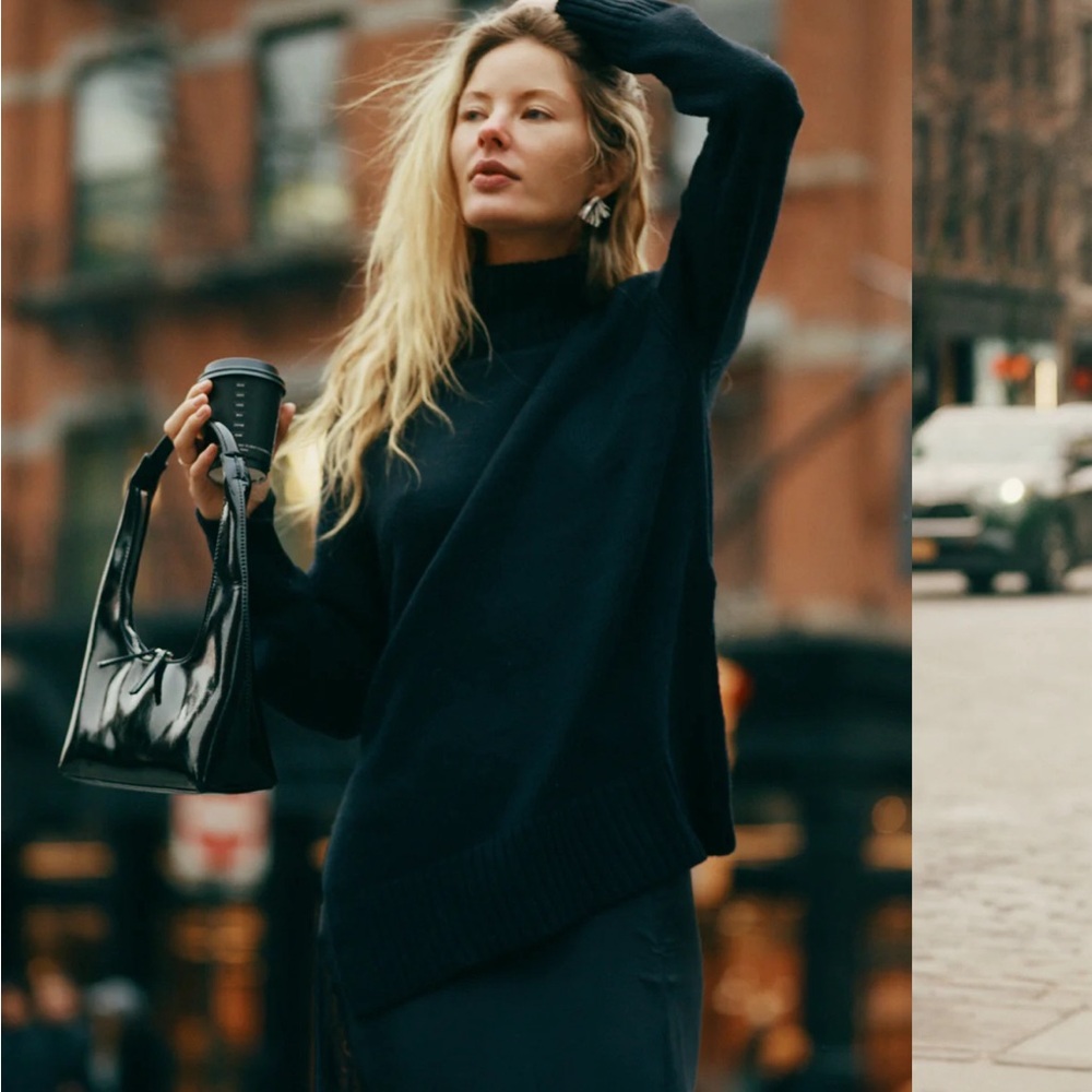 Black turtleneck sweater from Meshki